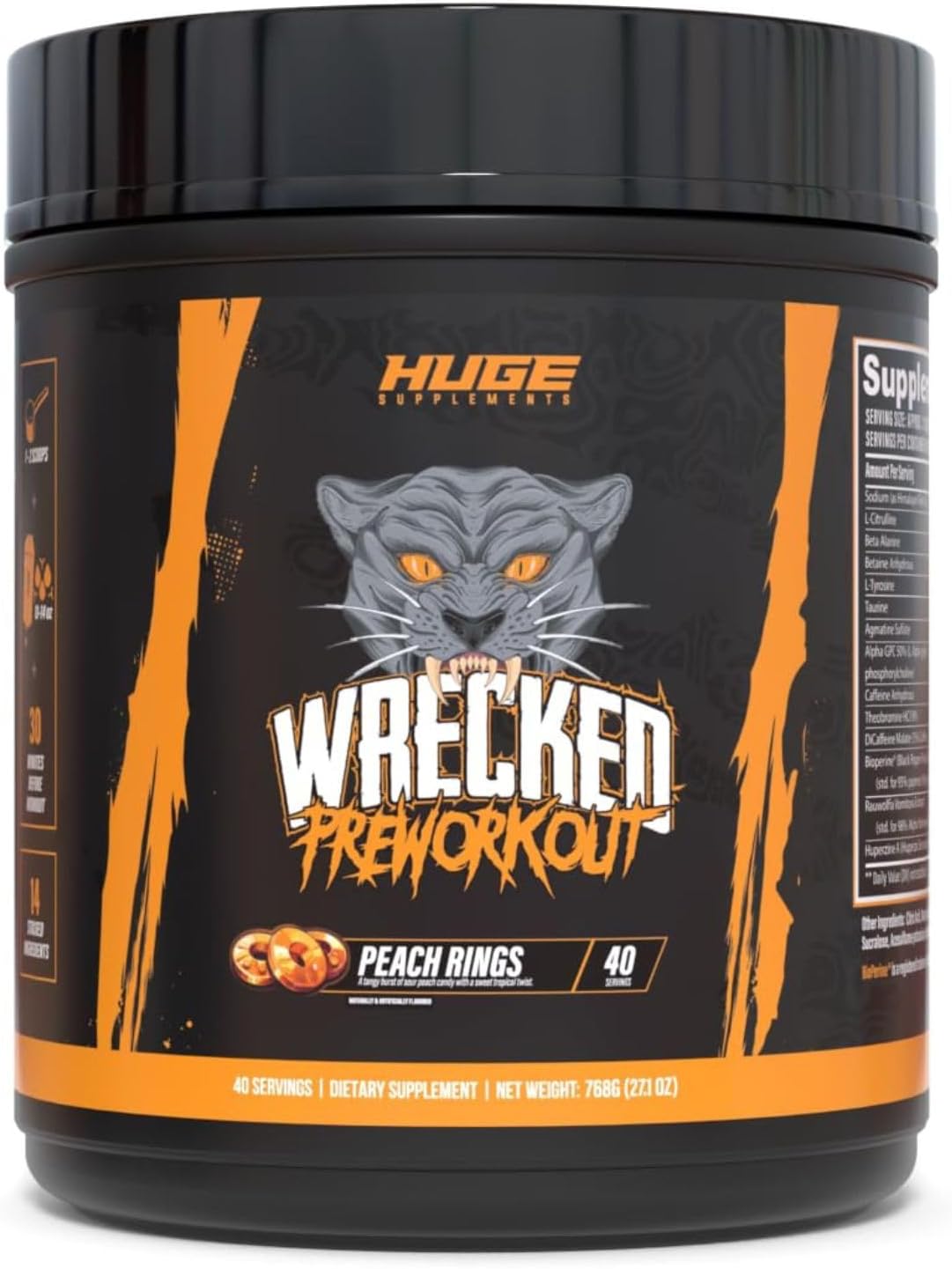 Wrecked Pre Workout Powder, Advanced Formula, Boosts Energy, Focus, Pumps & Performance, 10g L-Citrulline, 6.4g Beta Alanine, 5g Tyrosine, 1g Alpha GPC, 375mg Fast-Acting Caffeine & More (40 Servings)