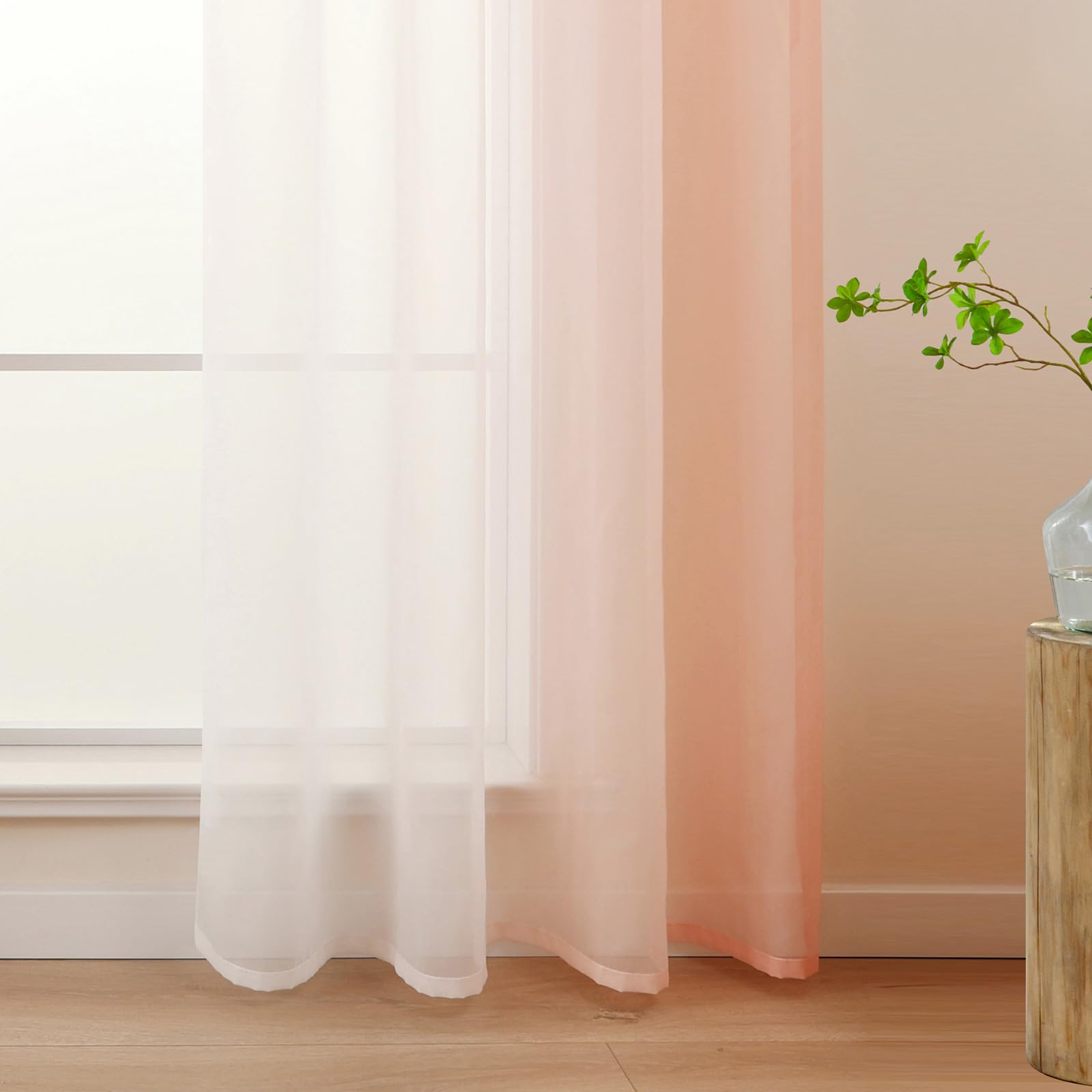 L.Z.E Pink White Voile Curtains for Living Room Light Pink Sheer Curtains & Drapes for Kids Girls Room Bedroom Windows Blush - Image 3