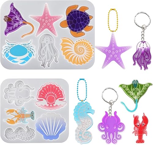 Miniatura 8 de Zayookey Molde de resina para llavero, moldes de silicona para llavero de oso, moldes de resina epoxi de animales 3D, molde colgante para llavero