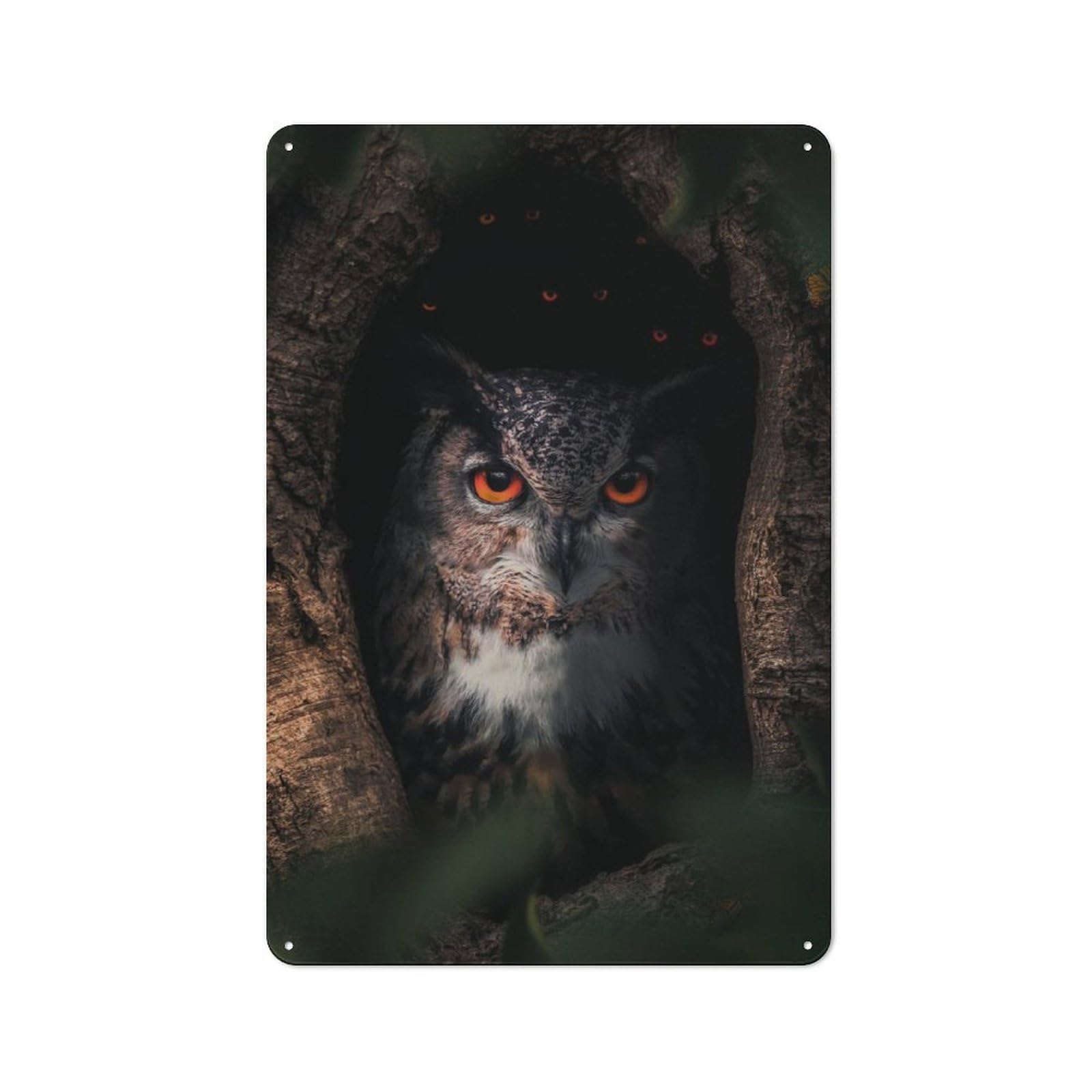 Junmoney Owl Family Retro Tin Wall Sign 30X20cm Featuring Novelty Wall Art For Bedroom, Kitchen, Office Or Living Room