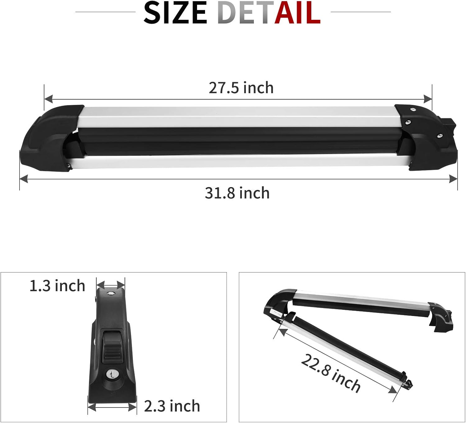 YITAMOTOR 27" Aluminum Universal Ski Rack Snowboard Roof Racks, Ski Car Roof Carrier Snowboard Car Racks : Sports & Outdoors