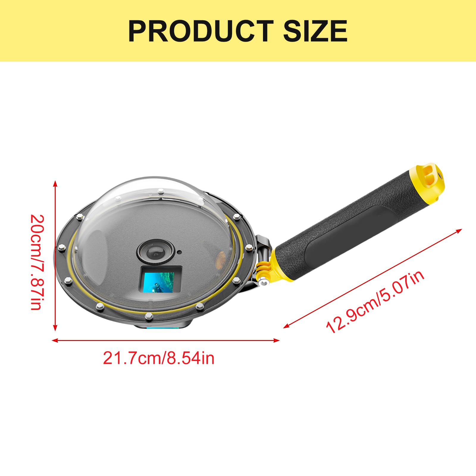 Tauchgehäusekoffer Dome Port Mit Hemisphärenobjektiv Für Action5/4/3 Kameras Handgelenk Seilsysteme Schnellfreisetzungssysteme
