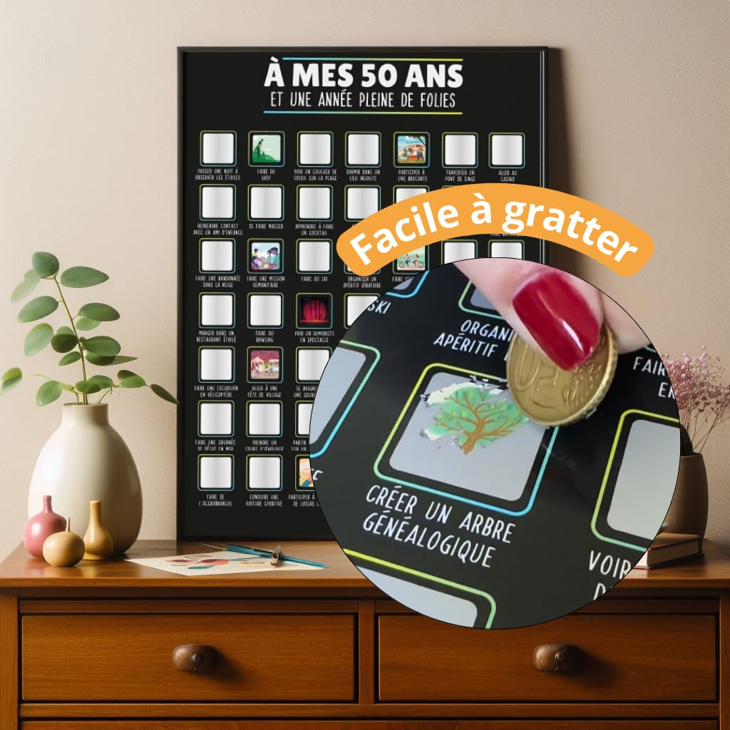 Affiche à Gratter Anniversaire 50 ans - Cadeau Original