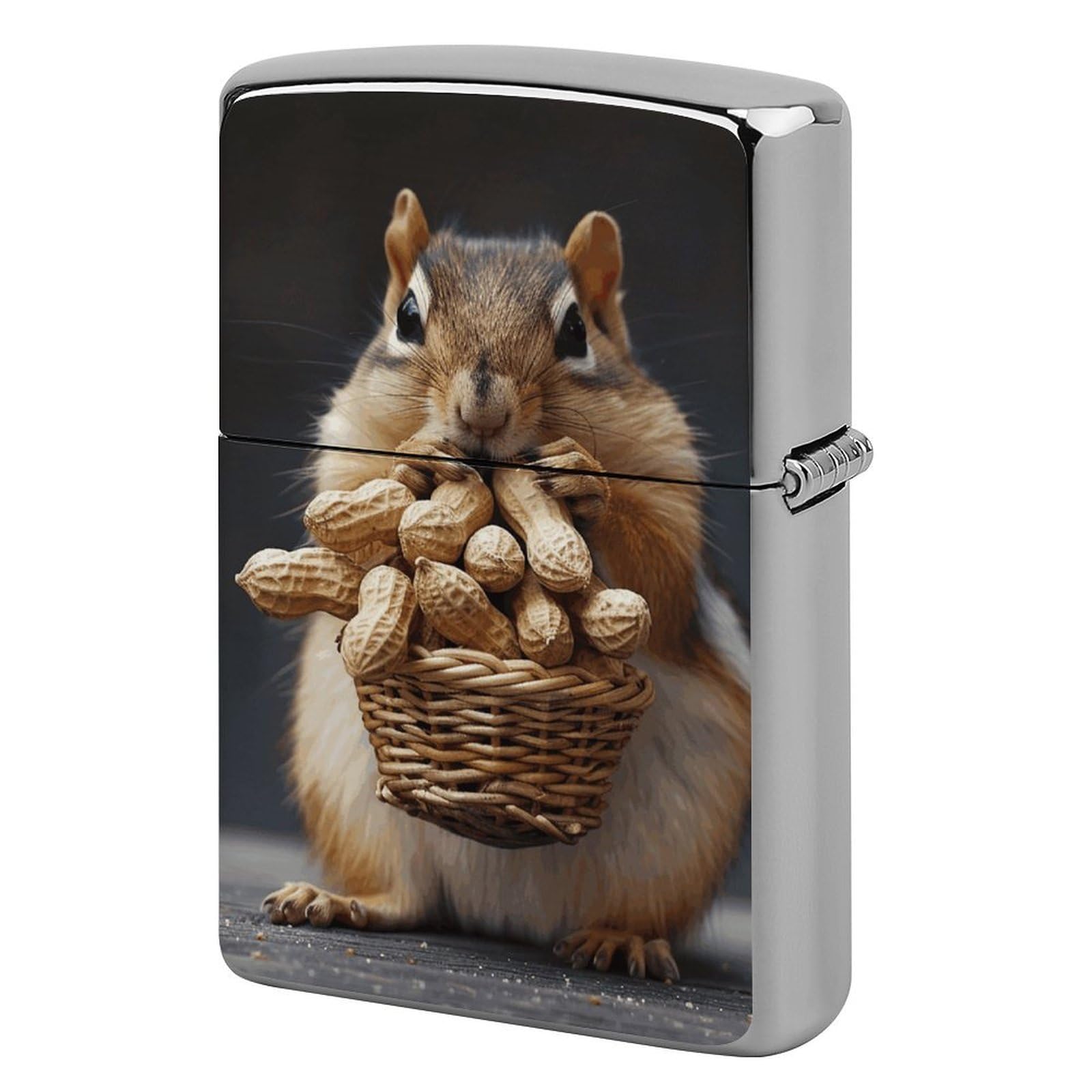Squirrel and Peanut Lighter Case Cover Vintage Metal Lighter Sleeve Reusable Lighter Protective Cover Decorative Lighter Holder Birthday Gifts for Men Women