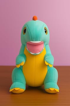 Dinosaur Plush Toy, Mint Green and Yellow, Stuffed Animal with Orange Spike, Kids Cuddly T-Rex Doll, Best for Gift-35CM (DINASOR_Blue)