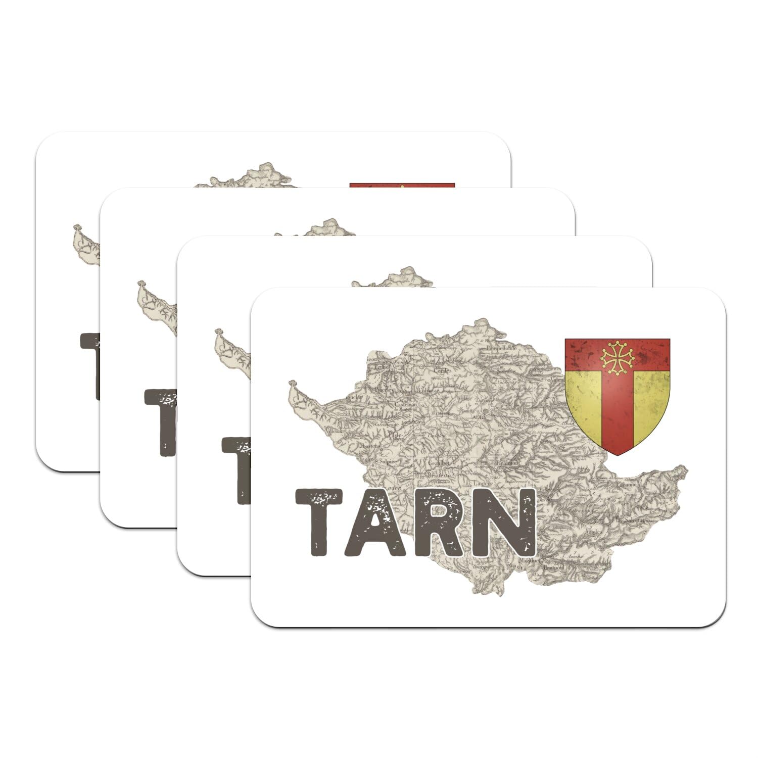 Sets de table en caoutchouc blanc antidérapant avec carte d'Albi grand format 39x28cm