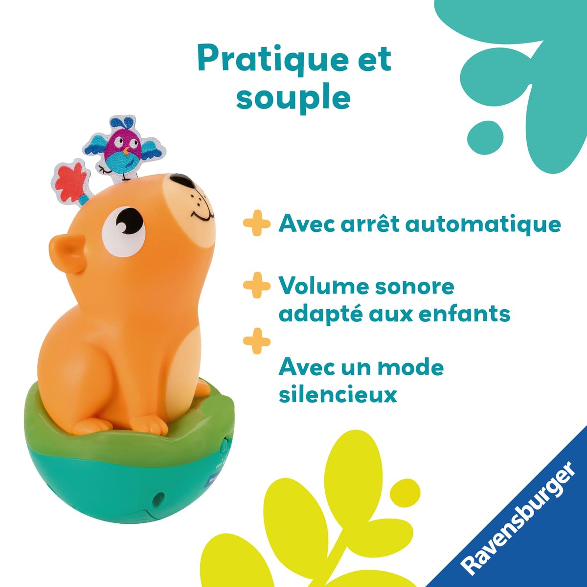 Ravensburger Play+ - Culbuto Sonore Lumineux Capybara - Jouet Sonore Bébé 6 Mois - Jouet Lumineux Bébé Éveil - 34019