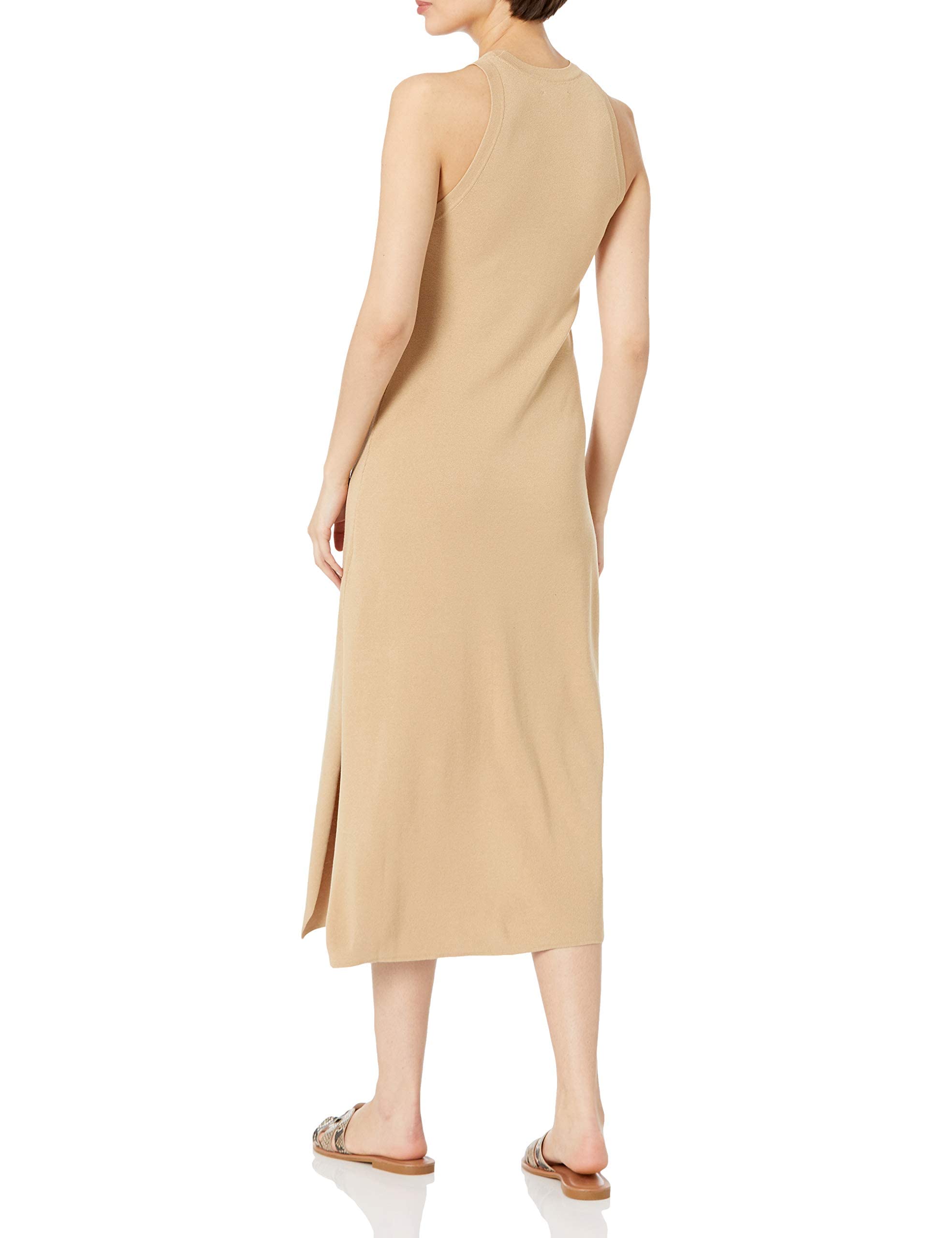 The Drop Women's Gabriela High Neck Cut-in A-line Side-Slit Maxi Sweater Dress