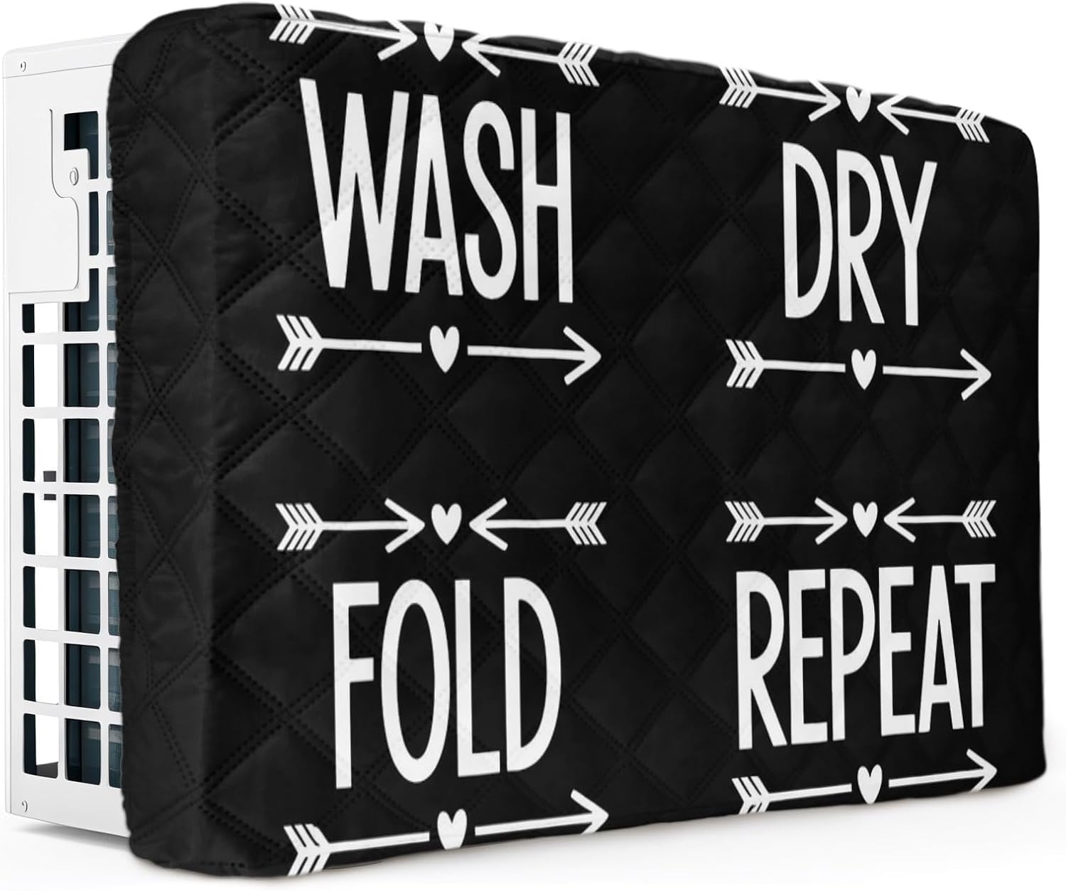 Laundry Indoor Air Conditioner Covers, Double Insulation AC Unit Cover with Drawstring, Funny Wash Dry Fold Minimalist Text Black Waterproof Window Air Conditioner Covers for Inside 21"x15"x3.5"