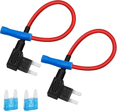 JatilEr Fuse Taps Set 2 Pcs, 15A Mini Blade Fuses Adding a Circuit Adapter, Dual-Slot Fuse Holder for Car Truck Boats