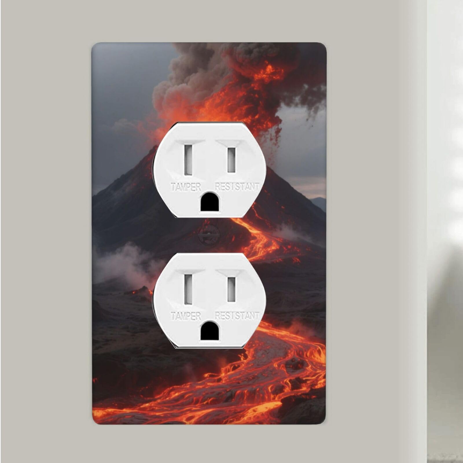 Volcano Duplex Outlet Covers Wall Plates 1-Gang Switch Outlet Electrical Cover Plate Unbreakable Polycarbonate Switchplate Cover Faceplate For Bathroom Kitchen Home Decor