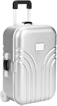 Pongnas Baby Suitcase Toy Cute Mini Travel Plastic Rolling Suitcase Mini Luggage Box 15.5 x 10.5 x 7cm Silver