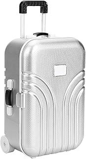 Baby Suitcase Toy Cute Mini Travel Plastic Rolling Suitcase Mini Luggage Box 15.5 x 10.5 x 7cm (Silver)
