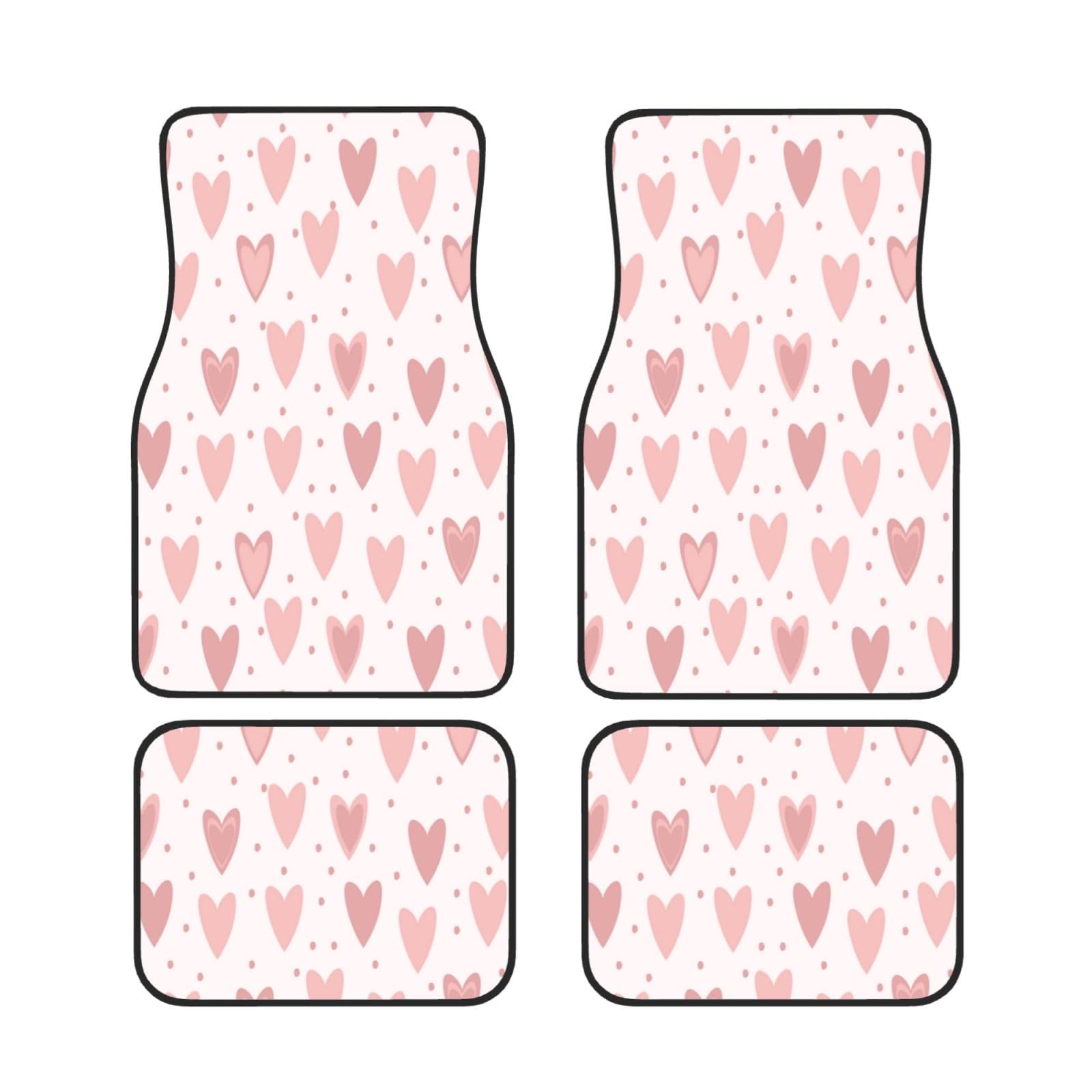 Alfombrillas para coche de neopreno con estampado de corazones en juego completo de 4 piezas 7