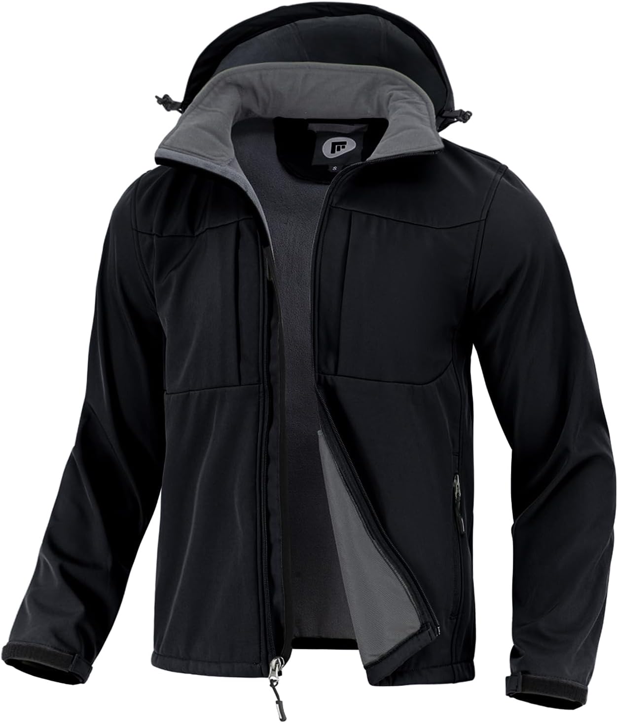 FARVALUE Men's Hooded Softshell Jacket Water Resistant Lightweight Insulated Fleece Lined Windbreaker