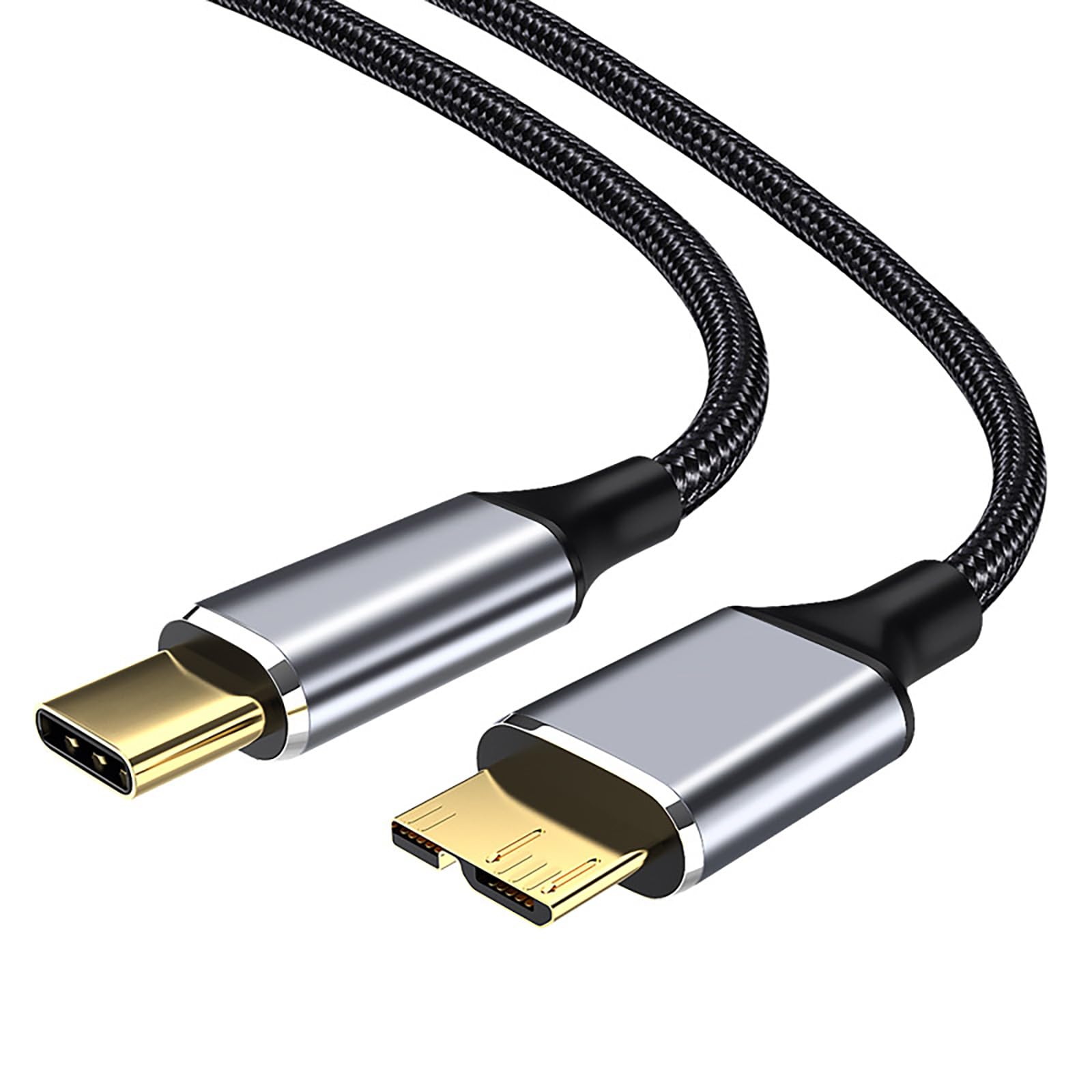Type-C ケーブル Micro B ハードディスク ケーブル 5Gbps データ高速転送 高耐久性 外付けHDD/SSD，デジタルカメラ，Samsung Galaxy S5、Galaxy Note 3などに対応用（タイプCオス - マイクロBオス）1.5m