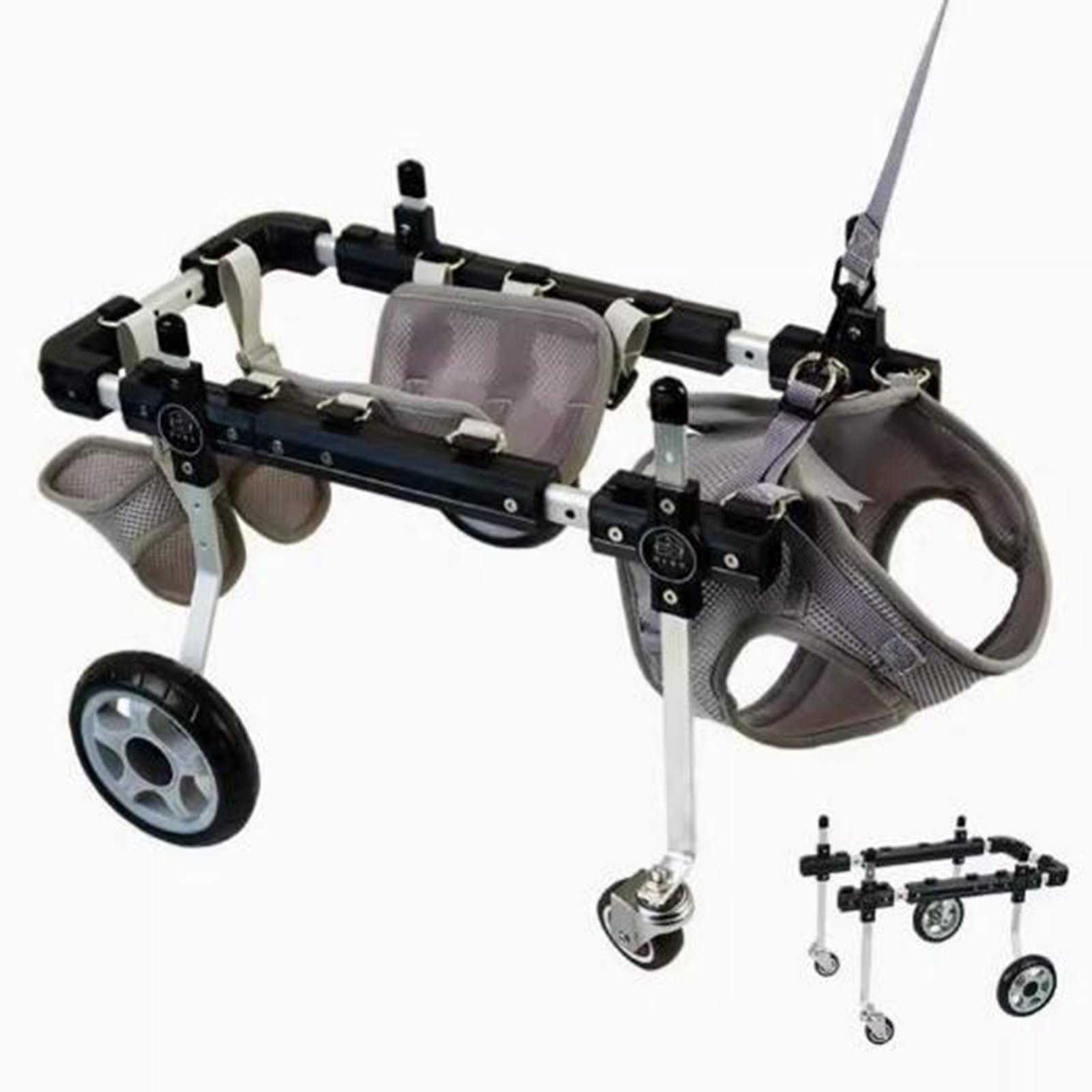 Silla de ruedas para perros pequeños de 4 ruedas carrito ortopédico ajustable XS