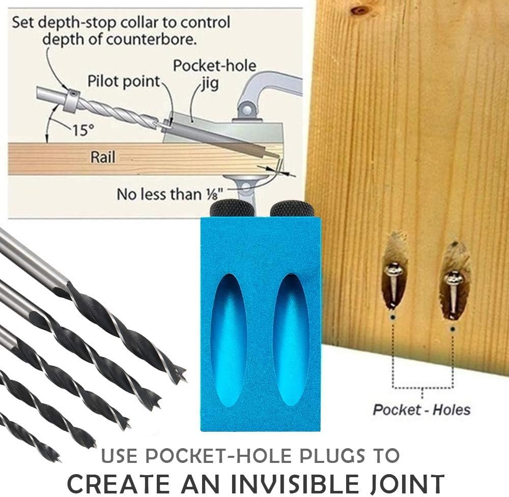 15 Degree Pocket Hole Screw Jig Dowel Drill Joinery Kit Positioner Locator Tool Carpenters Wood Woodwork Guides Joint Angle Tool Carpentry Locator Craft DIY WoodWorking Wood 15Pcs - - 