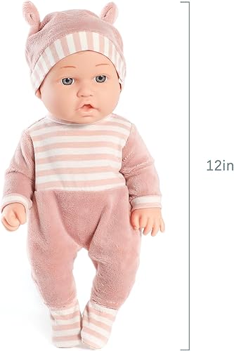 Miniatura 6 de Enjoyin Juego de muñecas de bebé de 12 pulgadas con accesorios lavables para muñecas, incluye cama de moisés, chupete, manta y almohada, primeras