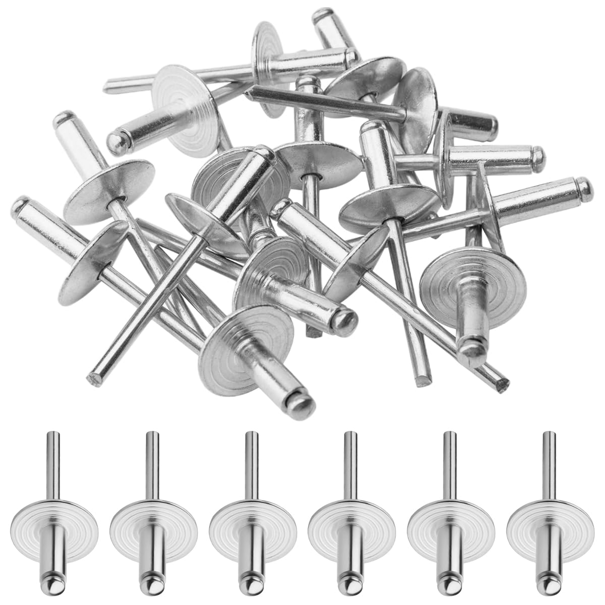 120 Pezzi Rivetti Ciechi in Alluminio, 4,8x16 mm Rivetti Flangiati Grandi, Rivetti Pop Argento, Set di Rivetti Ciechi, Rivetti Ciechi con Testa a Cupola, per la Lavorazione del Legno, Mobili, Lamiera