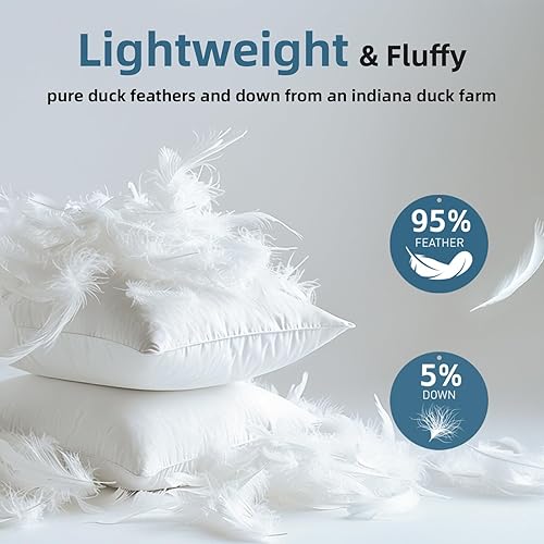 Miniatura 2 de YSTHER Juego de 2 rellenos de almohada de 22 x 22 euros, almohadas de plumas de plumón prémium para sofá y cama, hipoalergénicas, lavables a