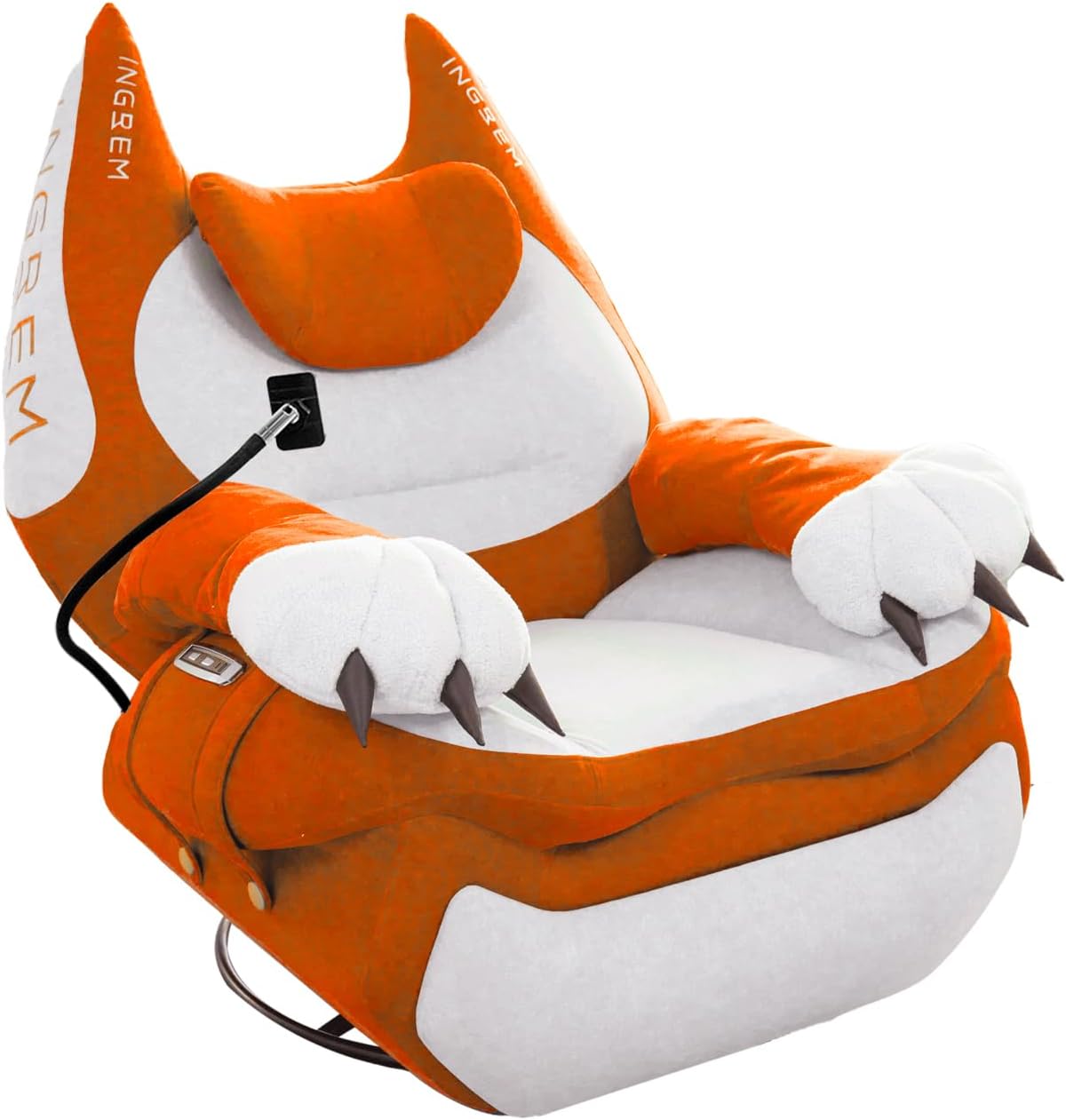 INGREM Smart Recliner with Adjustable Settings, Voice-Activated Home Theater Gaming Seat Rocker, Electric Lounge Chair Featuring USB Port ，Phone Holder and Cat Claw Armrest