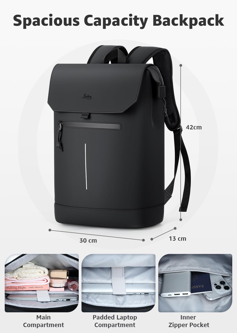 Lekespring Zaino Porta PC Donna 15.6 Pollici – Elegante Zaino Università e Lavoro Donna,Impermeabile per Laptop con Design Moderno, Ideale per Viaggi, Ufficio e Scuola