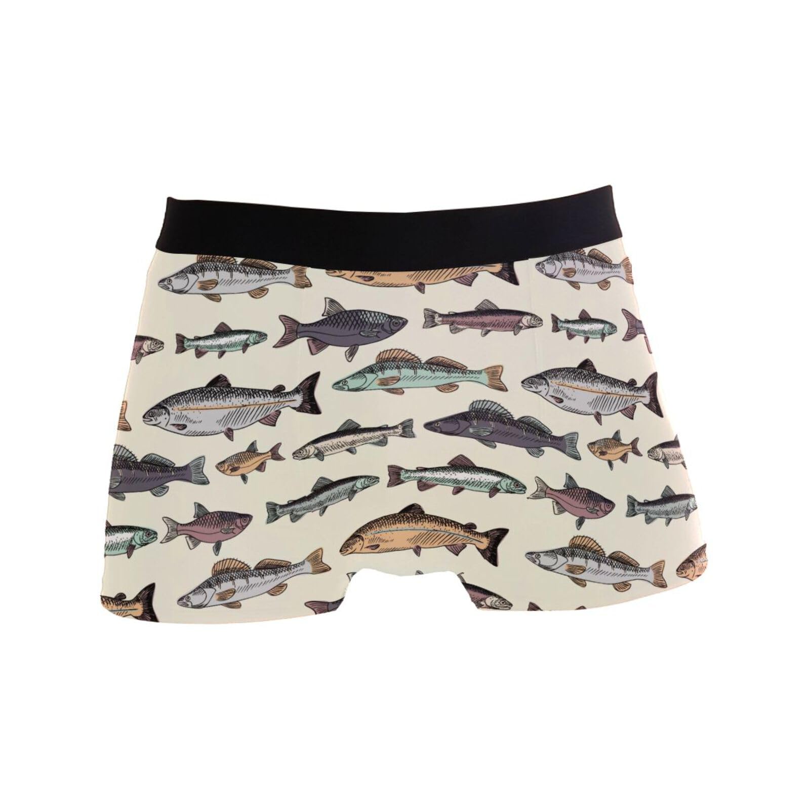 Vintage Fish Boxer Briefs Soft and Breathable Microfiber Underwear with Comfort Flex Waistband
