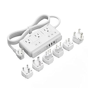 TESSAN 220V to 110V Voltage Converter for Travel with 4 USB Ports 1 USB C 3 AC Outlet