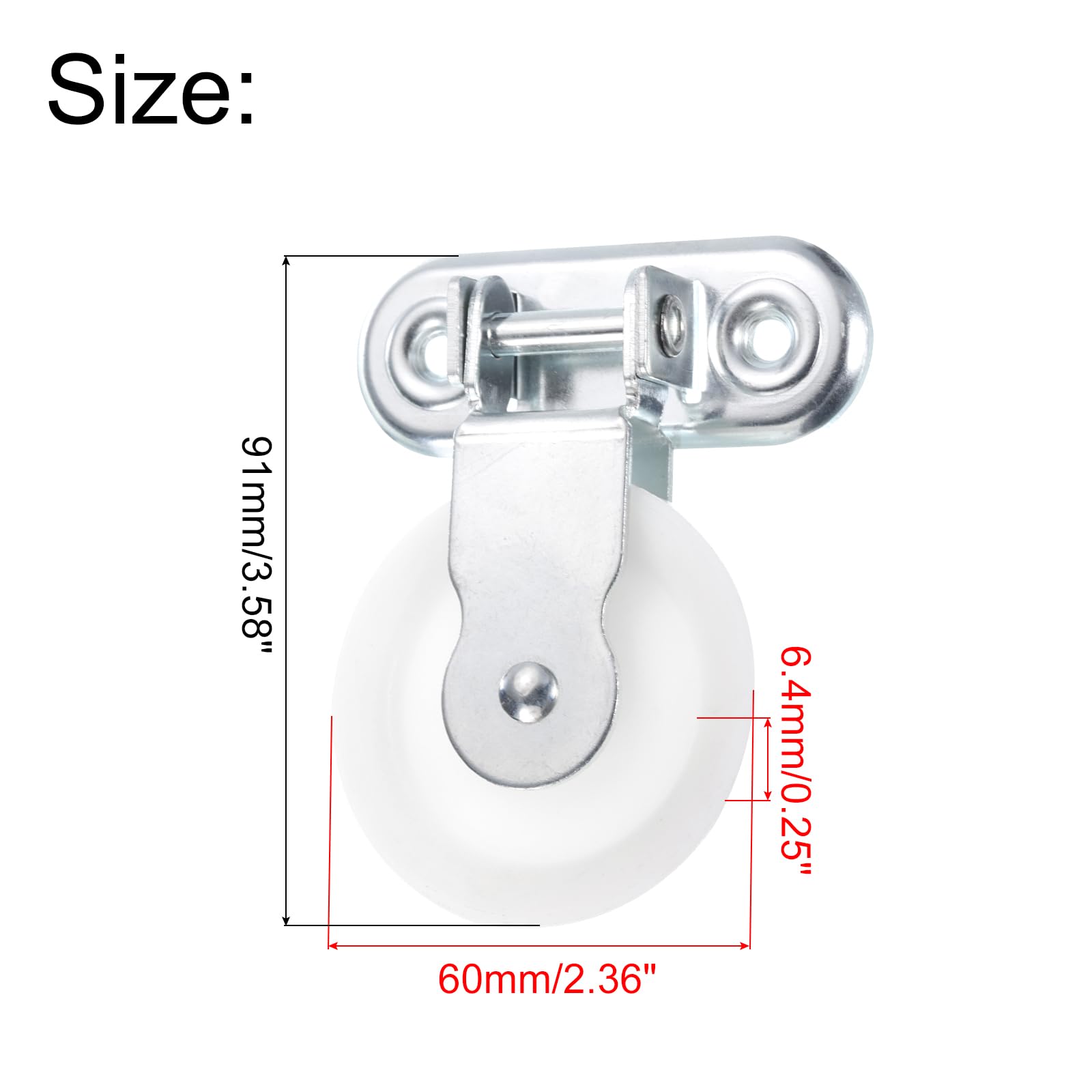 QUARKZMAN Polea Marina de 91mm, Bloque de Polea Simple, Rueda de Remolque de Cable de Hierro y Nailon, Rodillo de Polea para Cuerda con Recubrimiento de Zinc