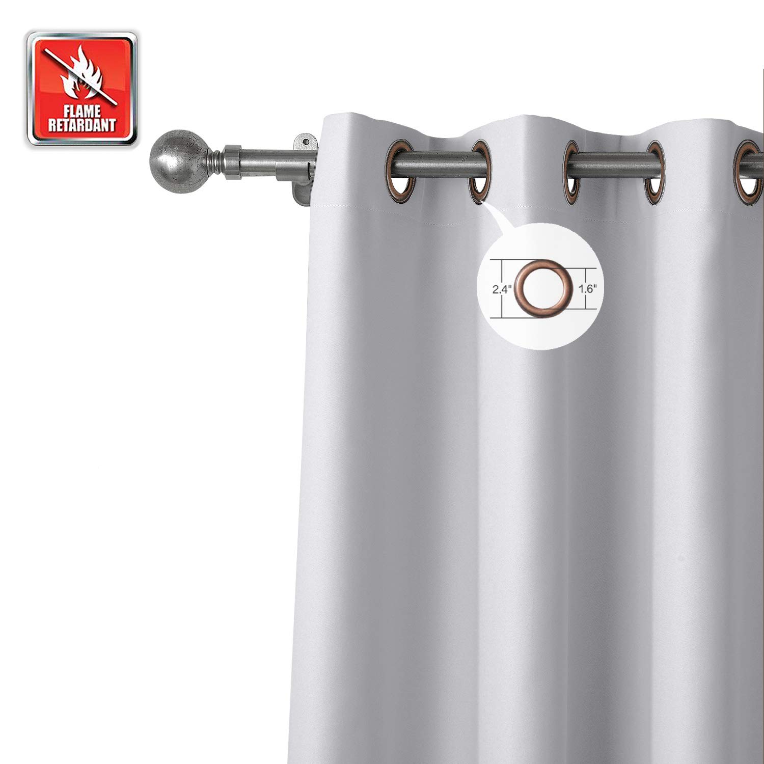 Tende oscuranti isolate termicamente con occhielli in bronzo, per ufficio, hotel, casa, ospedale, grigiastro, 132 x 213 cm, efficienti dal punto di vista energetico e riduzione del rumore