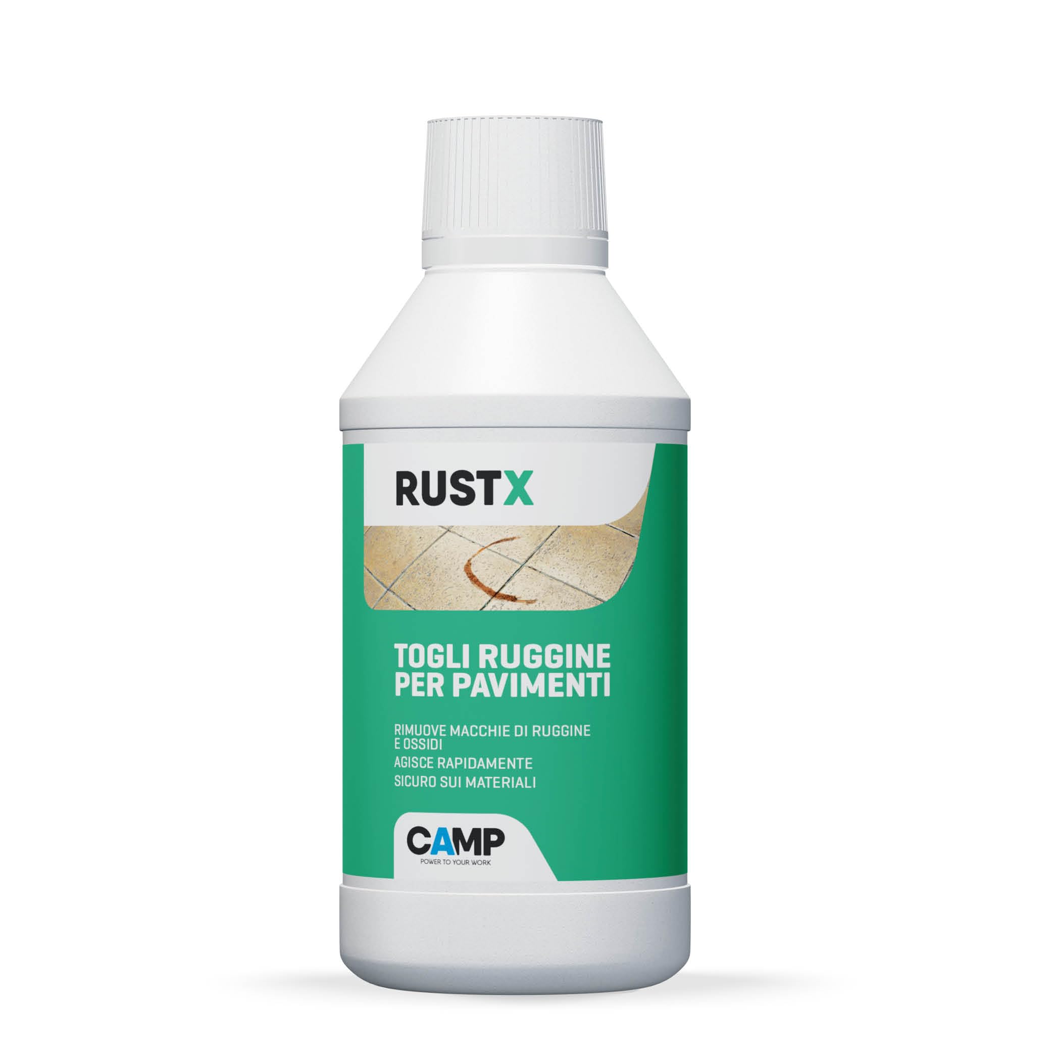 CAMP Rust X - Togliruggine per Pavimenti e Rivestimenti, Antiruggine ad Azione Rapida Ideale per Gran Parte delle Superfici - Elimina Ruggine, Ossidazioni e Incrostazioni Senza Lasciare Aloni, 300 ml