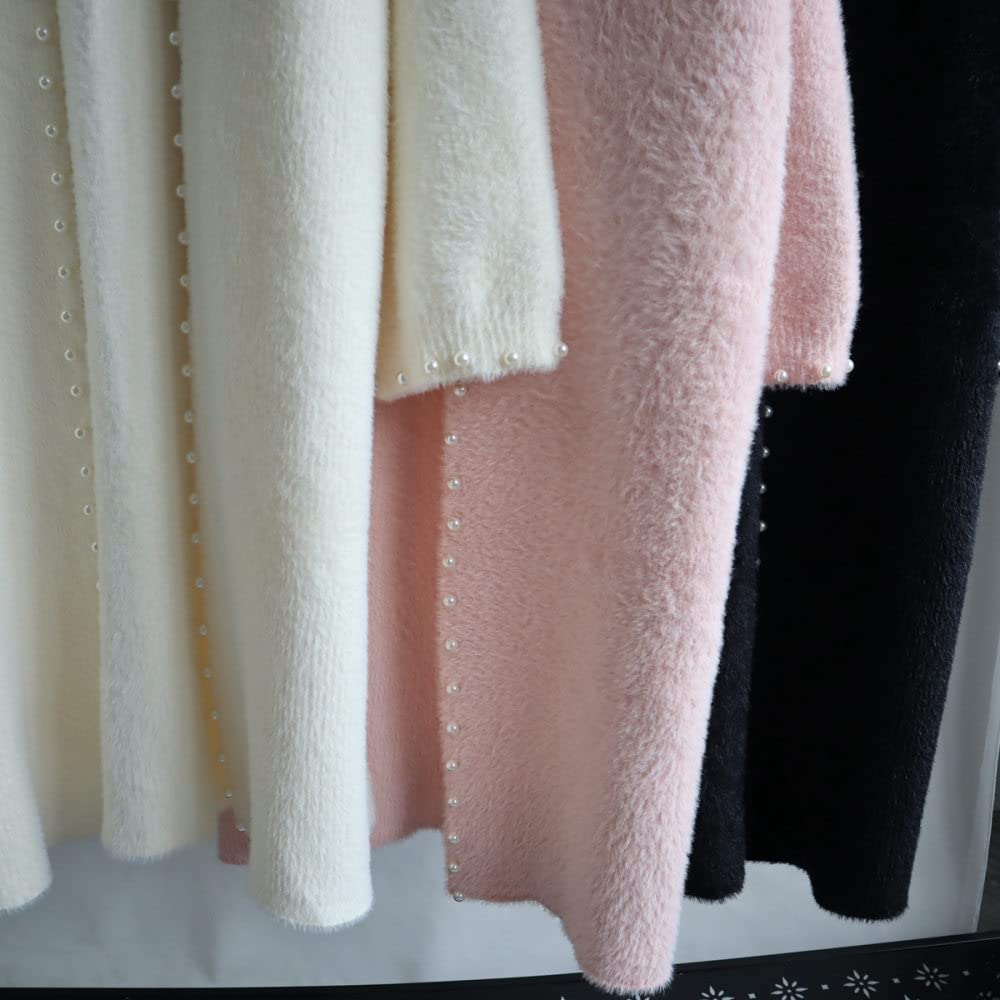 Strickjacke Damen,Damen Einfarbig Rosa Grobstrick Strickjacke Ultra-Weiche Open Front Pullover Lose Langarm Warme Oberbekleidung Jacke Mantel Lange Strickjacken Für Damen,Einheitsgröße