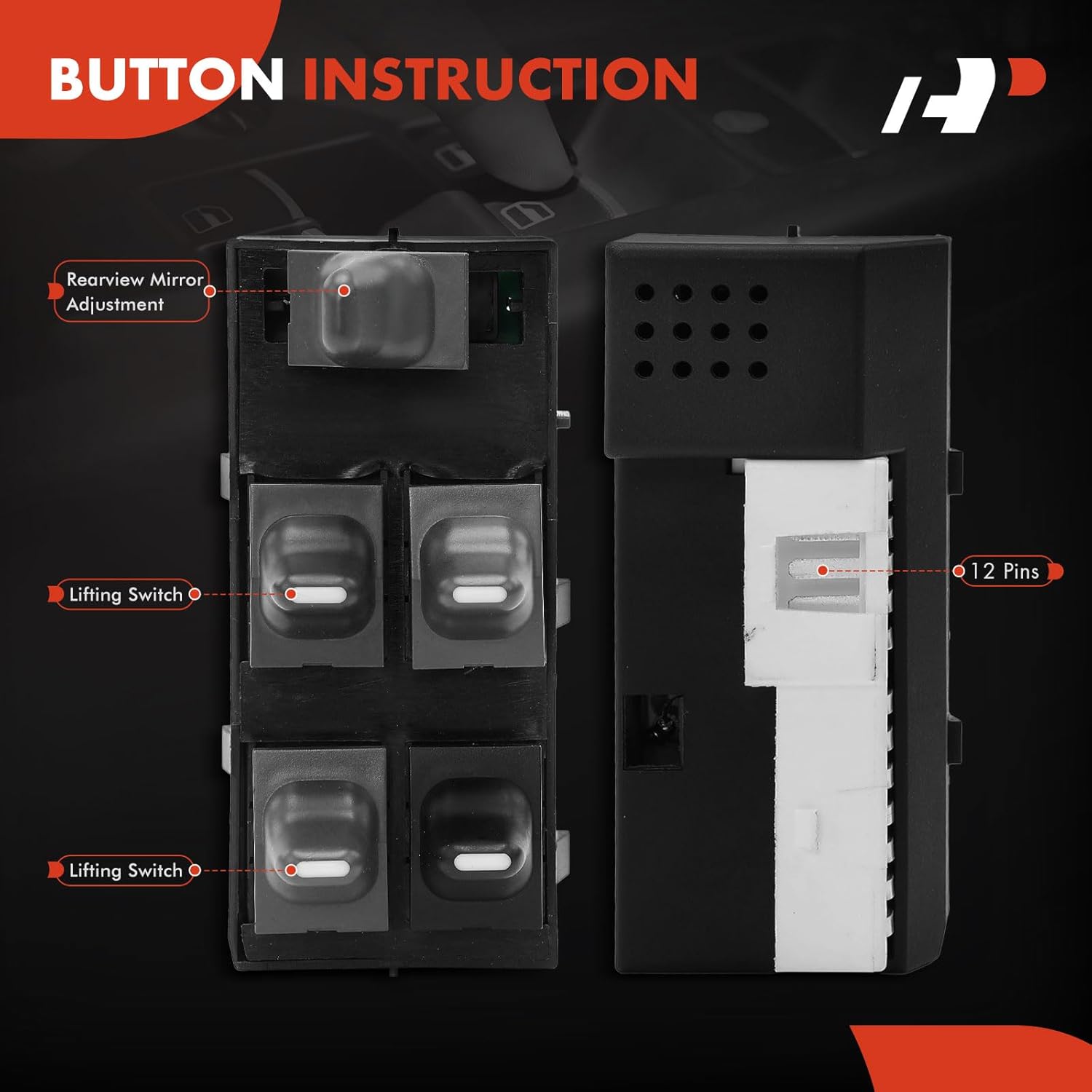 A-Premium Front Driver Side Master Power Window Switch Compatible with Pontiac Grand Am 1996-2005 4-Door, Replace# 22588178, 22624807