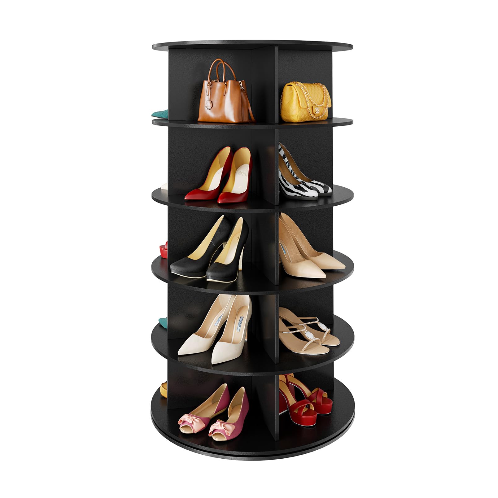 SpaceAid5 Tier Rotating Shoe Rack Tower, Spinning Shoe Display Lazy Susan,  Revolving 360 Shoe Rack Storage Round Carousel, Vertical Handbag Rotate