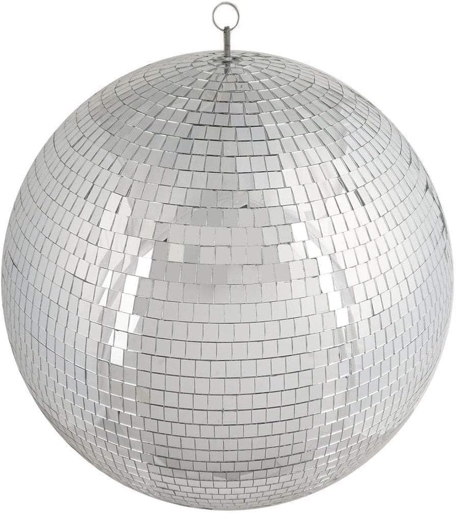 24 Inch Large Silver Glass Foam Hanging Party Disco Mirror Ball Ornament for Wedding Birthday Christmas Holidays Home Stage Decorations