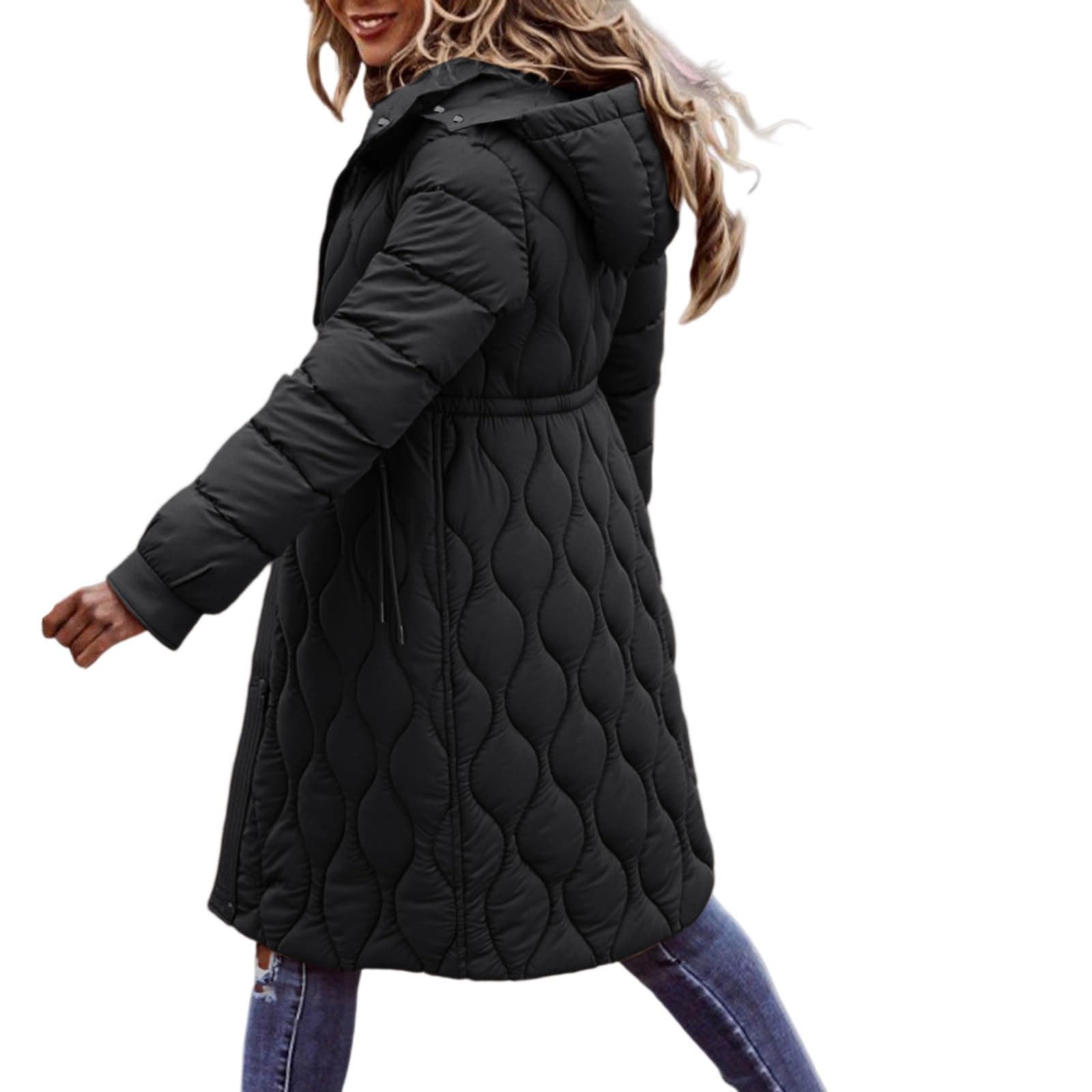 Piumino Donna Invernale Lungo 100 Grammi con Cappuccio e Zip Giubbotto Imbottito Trapuntata Elegante Cappotto Primaverile Termica Vento Giacca Casual Leggero Curvy per Neve Trekking Sportiva