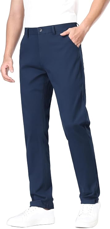 ESSYSHE Mens Slim Fit Flex Waist Chino Pants Stretch Khaki Tapered Pants for Men