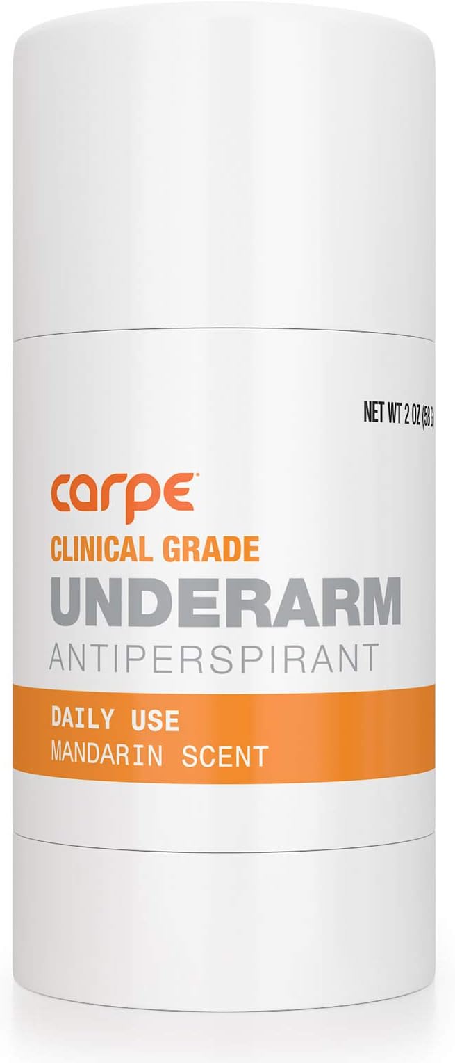 Clinical Strength Deodorant + Antiperspirant - Clinical Grade Solid Stick - Combat Excessive Underarm Sweating + Hyperhidrosis (Mandarin Scent)