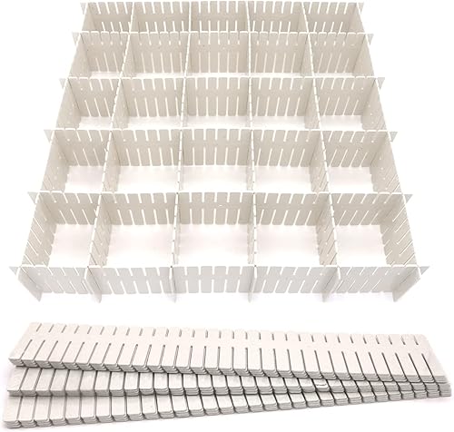 24 divisores de cajones ajustables de 14.5 pulgadas, separadores de cajones de almacenamiento de plástico, divisores de cajones de rejilla blanca,