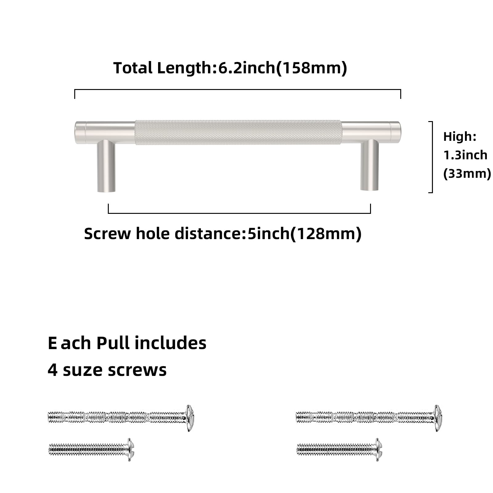 10 unidades de 128 mm, níquel satinado cepillado, manijas para gabinete de cocina, tiradores de cabina de cocina, herramientas de cocina
