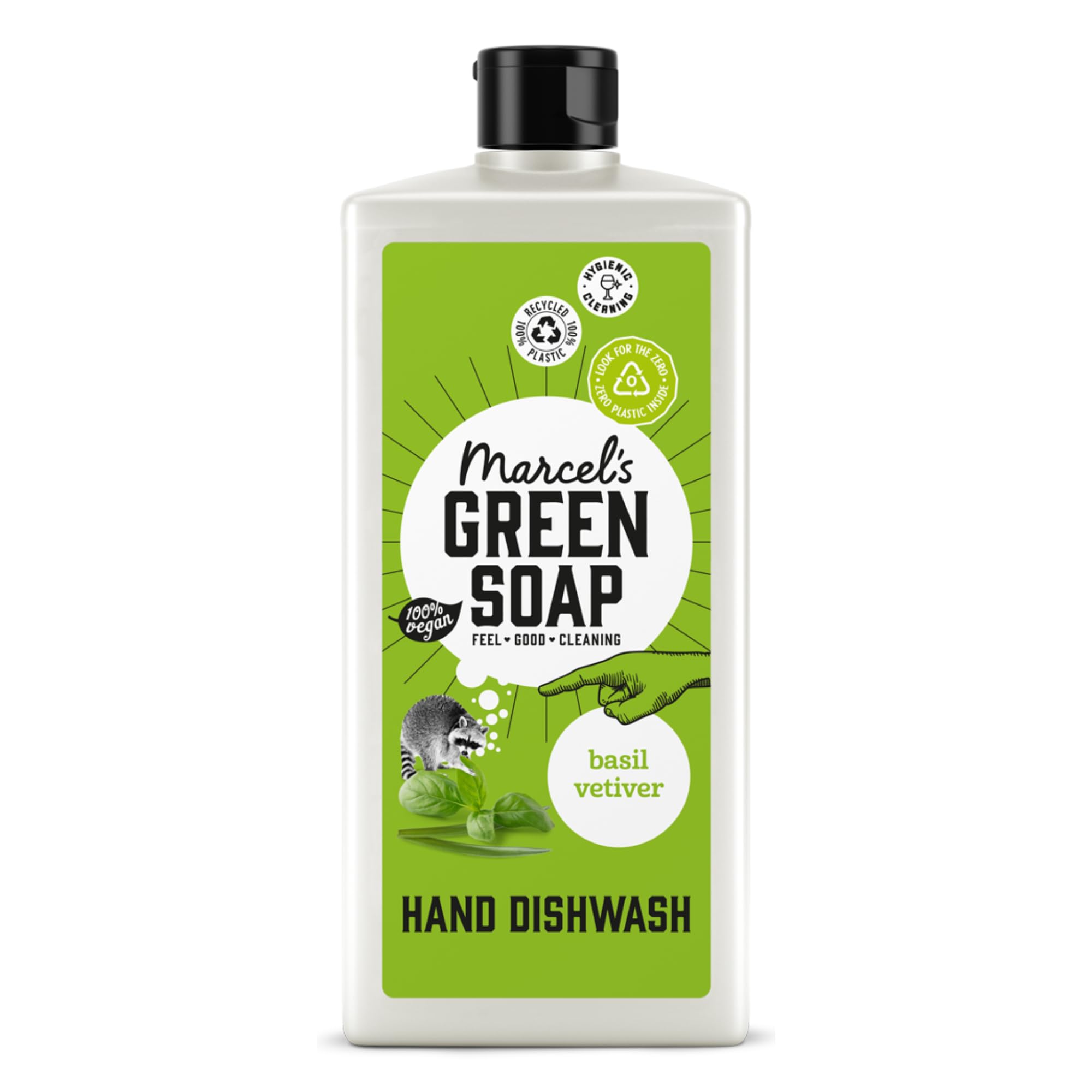 Marcel's Green Soap - Washing Up Liquid Basil & Vetiver - Dishwashing Liquid - Hand dishwash - 100% Vegan - 100% Recycled Plastic - 97% Biodegradable - 500 ML