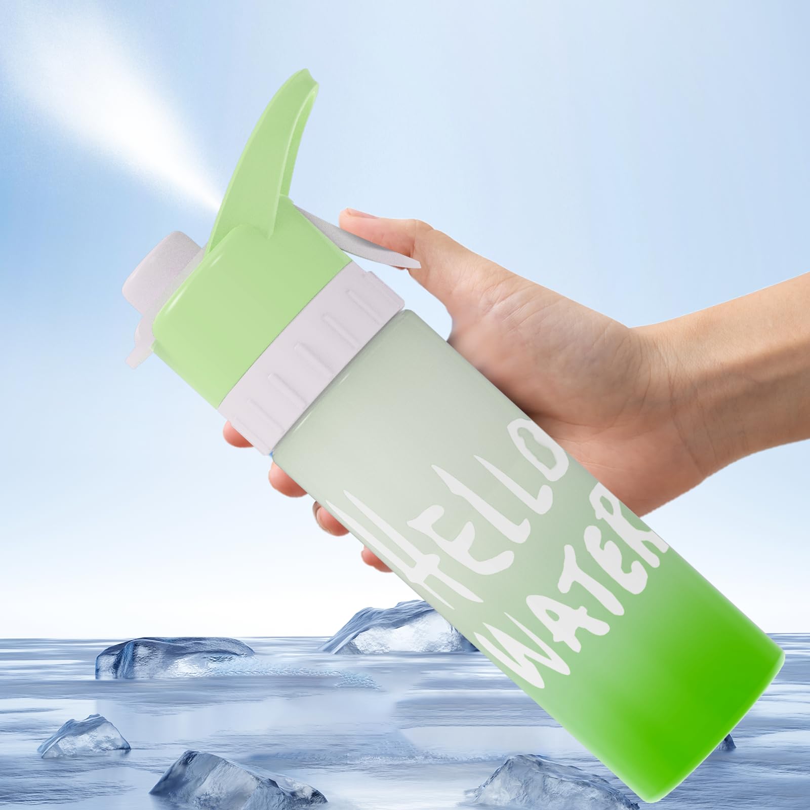 Plastic Sports Unbreakable Mist Spray Water Bottle For Aldult Kids-Leak-Proof, Durable Bpa-Free Cool Summer Sipper Bottle For Gym|Outdoors|Office 650Ml (Light Green)