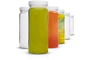 Clear Glass Water Bottles Set with Lids