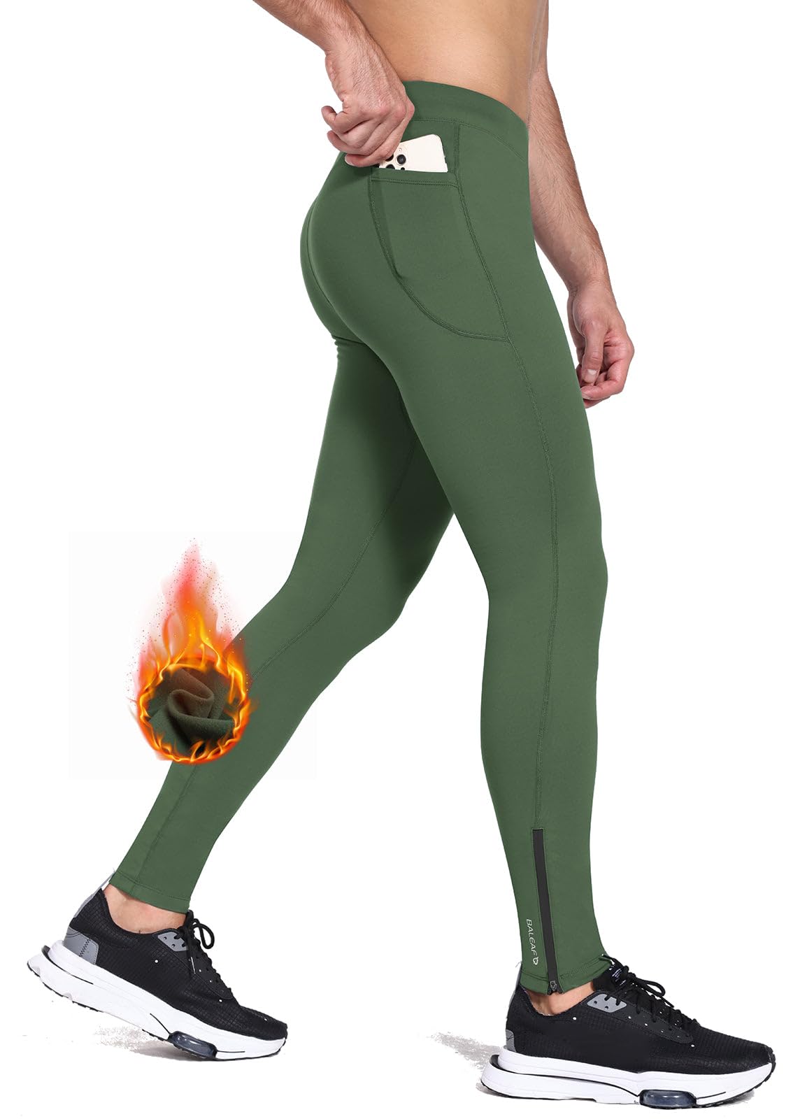 Baleaf Mens Winter Running Tights Thermal Cycling Pants Water