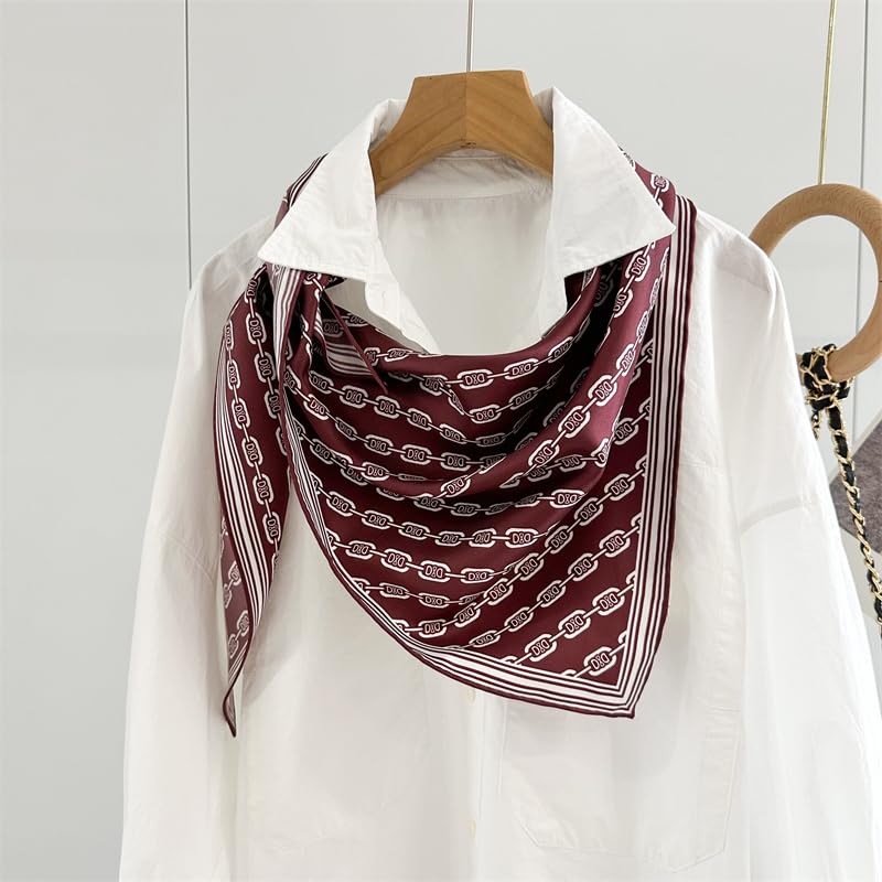 100% Mulberry Silk Triangle Scarf 51"*33",14 Momme Floral Twill Design Vintage Spring Fashion Accessory with Gift Packed3