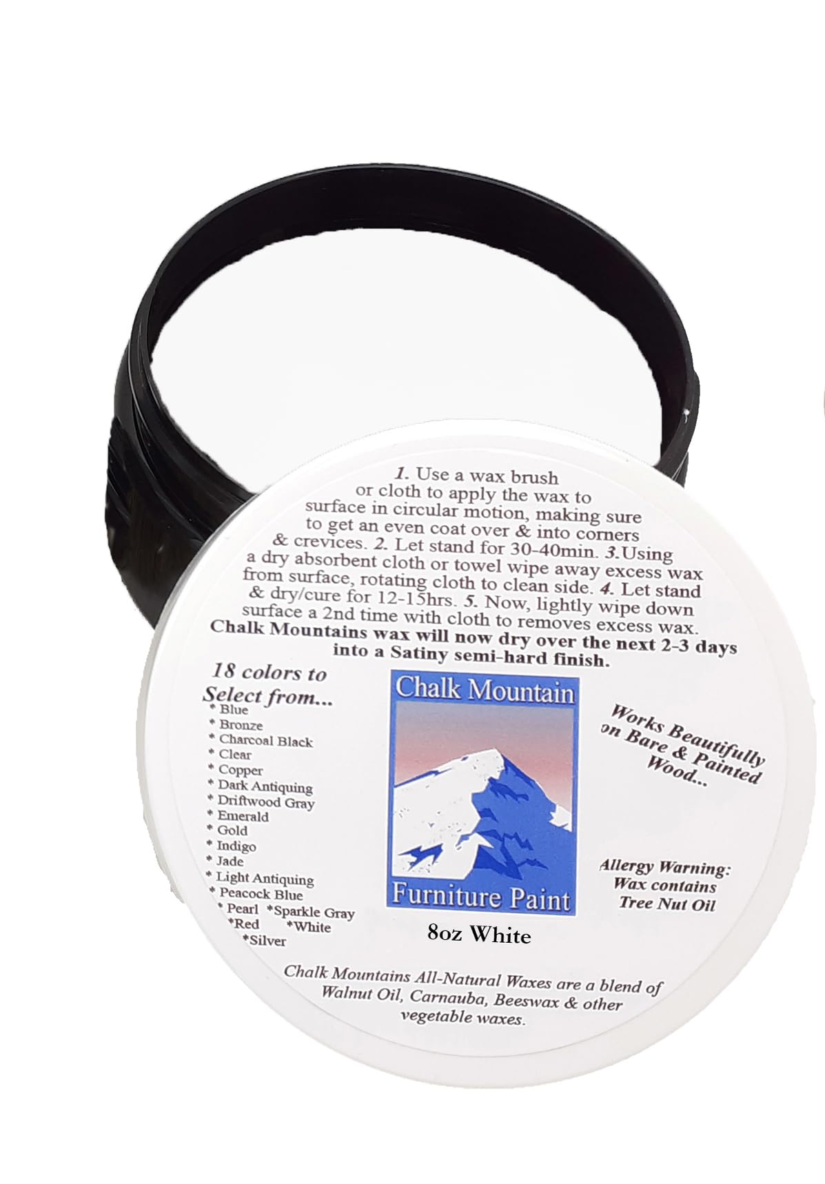 All Natural Furniture Finishing Waxes. Beautifys, Protects Painted and Unfinished Wood 8oz White