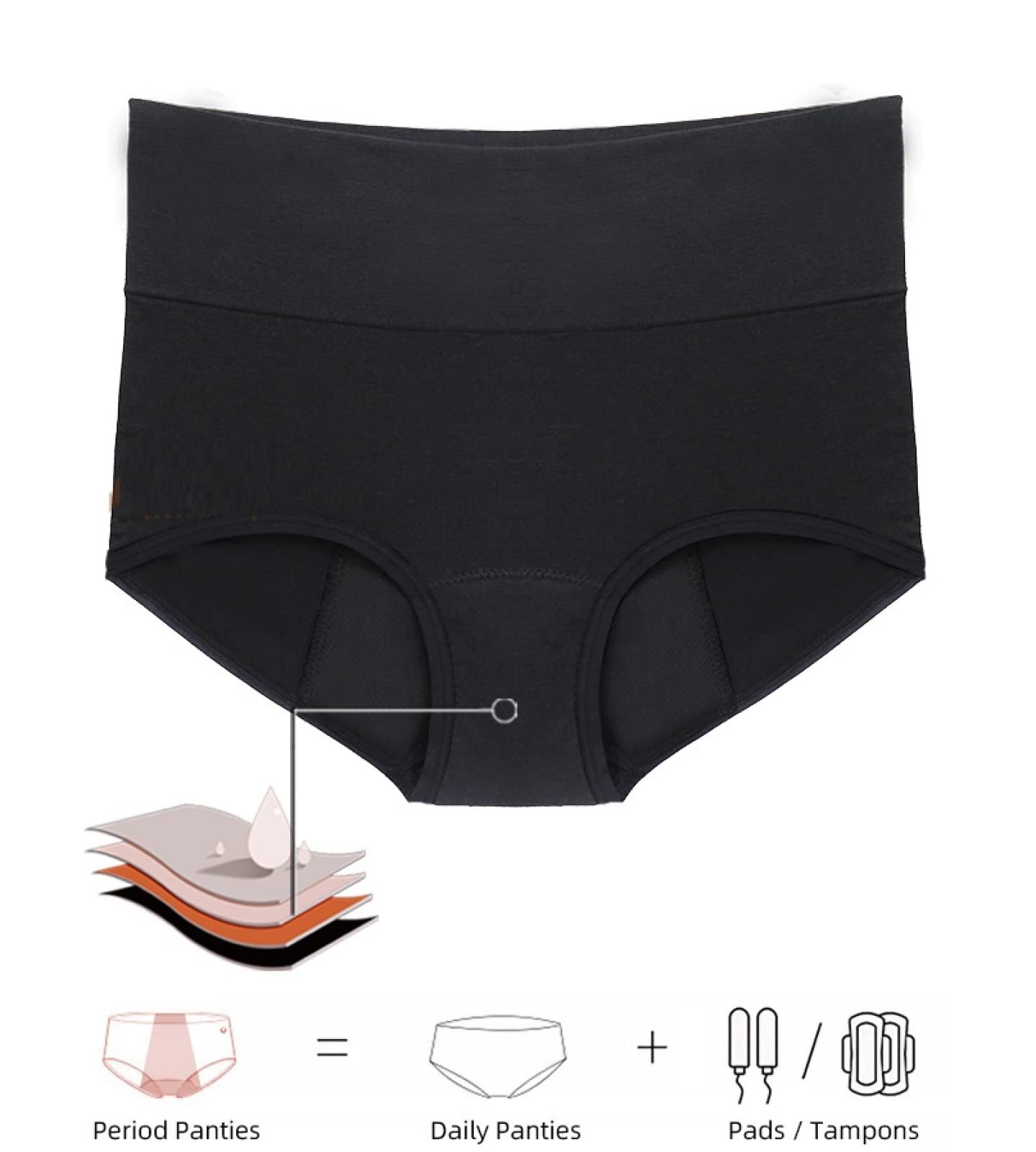 Slip Donna 2/4 PZ Donne Pantaloni fisiologici Periodo mestruale a Prova di perdite Pantaloni Zia Puro Cotone Traspirante a Vita Alta Slip da Donna