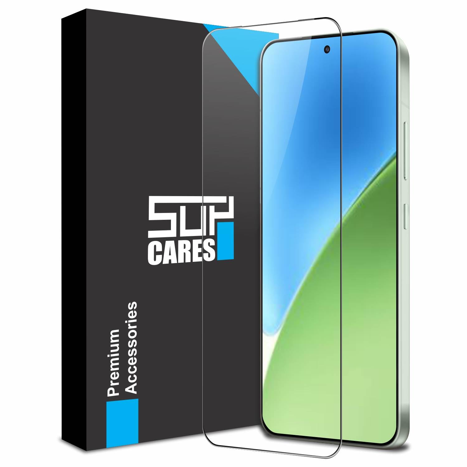 SupCares Military-Grade Gorilla Tempered Glass Screen Protector for Xiaomi 15 (6.36 Inch) With Installation Kit | Edge to Edge Coverage | Black