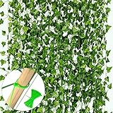 Vgoodall - 16 unidades de hiedra artificial, 35 metros de plantas colgantes artificiales con 100 bridas de nailon para guirnaldas, regalos, fiestas, jardines, bodas, decoración, hogar